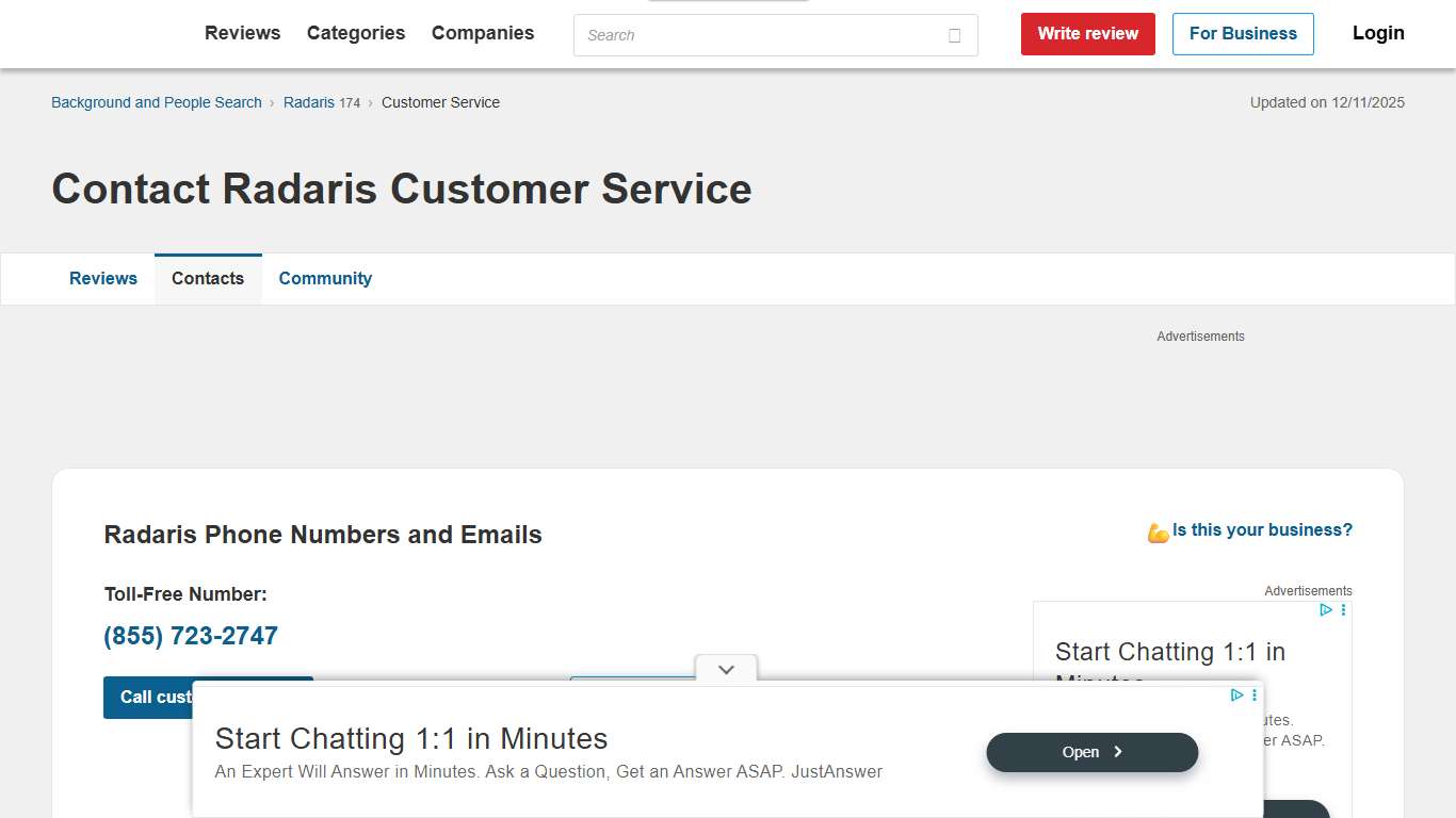 Radaris Customer Service Phone Number (855) 723-2747, Email, Help Center
