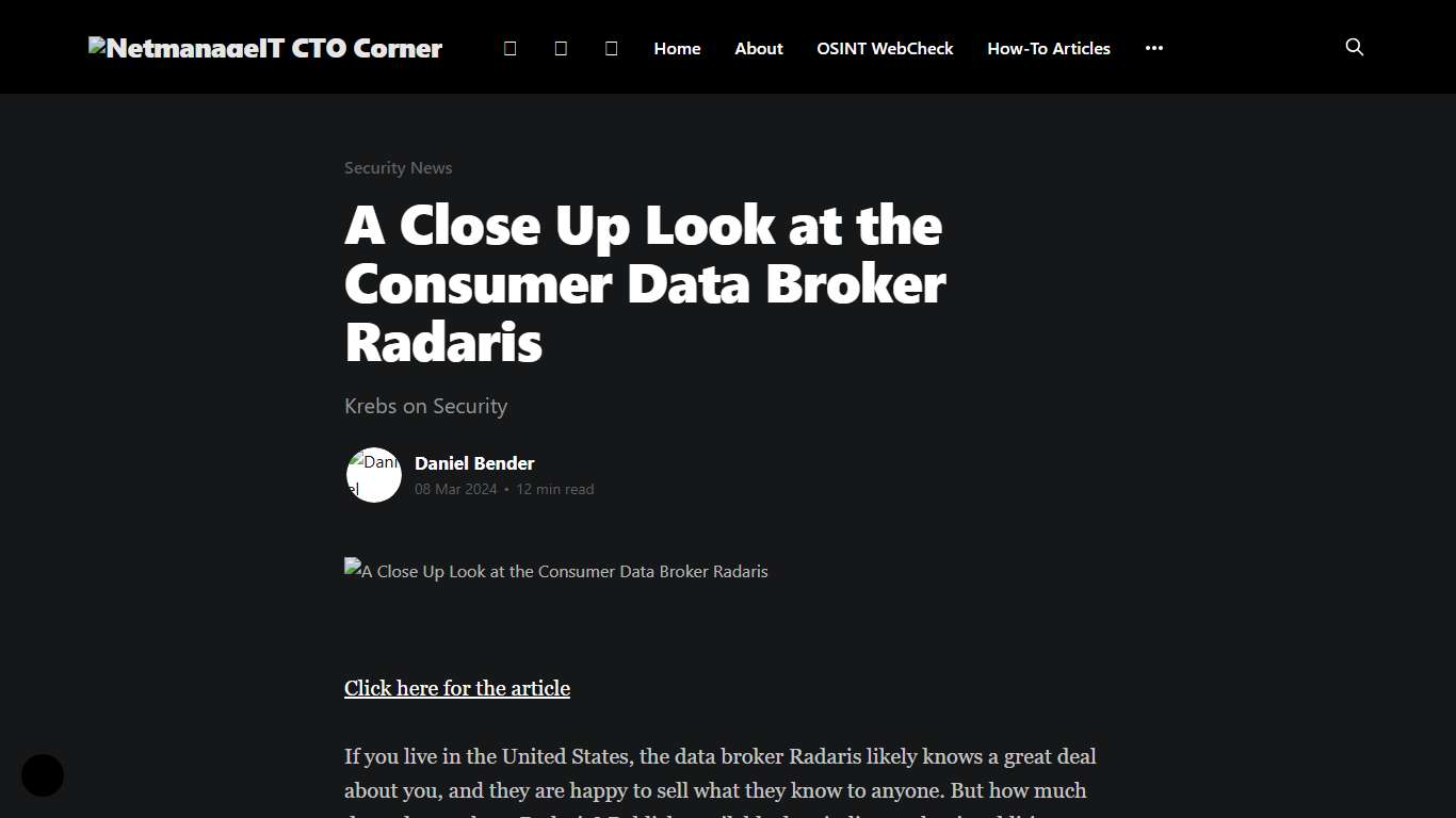 A Close Up Look at the Consumer Data Broker Radaris